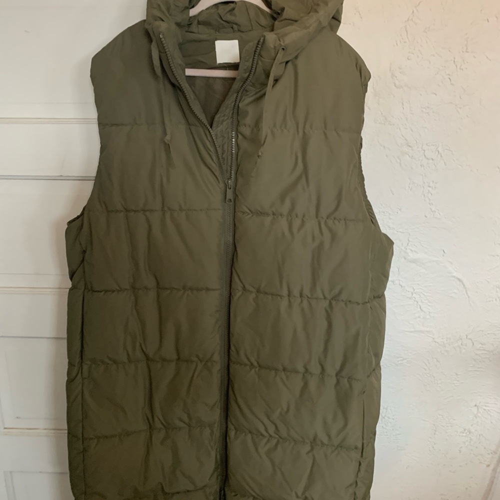 H&M elongated Khaki Puffer Vest